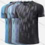 Wholesale Men's Quick Dry Comfy Workout Striped Athletic Short Sleeve Round Neck T-Shirt 7802# preview
