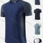 Wholesale Men's Quick Dry Comfy Chevron Sttiching Color Workout Short Sleeve Round Neck T-Shirt 8720# preview