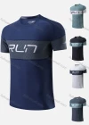 Wholesale Men's Quick Dry Comfy Colorblock Hot Stamping Letter Slogan Workout T-Shirt 8723# - Liuhuamall