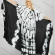 Wholesale Women's African Tie Front Ruched Half Sleeve Crew Neck Tie Dye Abstract Print Dress With Scarf 2RSF-10402# White Clothing Wholesale Market Liuhua
