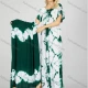 Wholesale Women's African Tie Front Ruched Short Sleeve Tie Dye Abstract Print Dress With Scarf 2RSF-5702# Green Clothing Wholesale Market Liuhua