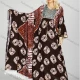 Wholesale Women's African Long Sleeve V Neck Allover Print Folk Art Drawstring Maxi Dress With Scarf Wine Clothing Wholesale Market Liuhua