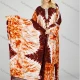 Wholesale Women's African Long Sleeve Crew Neck Tassel Tie Dye Ruched Ruffle Hem Maxi Dress With Scarf Orange Clothing Wholesale Market Liuhua