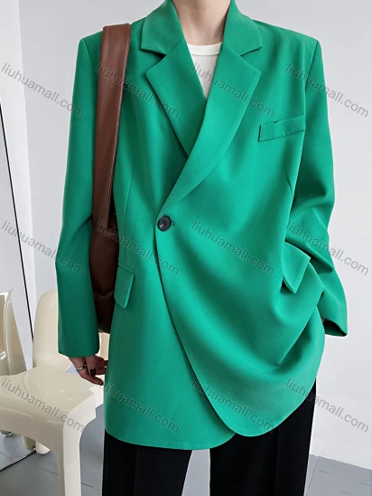 Wholesale Women's Plain Lapel Long Sleeve One Button Suit Jacket