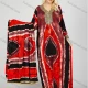 Wholesale Women's Vintage V Neck Long Sleeve Tassel Allover Abstract Print African Maxi Dress With Scarf Red Clothing Wholesale Market Liuhua