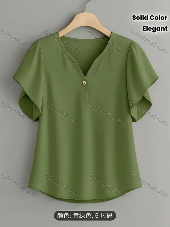 Wholesale Women's casual butterfly sleeve design, short-sleeve comfortable customizable style for middle-aged and older moms