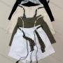 Wholesale Fashion women's solid color shorts, made of pure cotton, soft and comfortable, with a stylish scarf belt for a chic preview