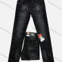 Wholesale Men's Button Zipper Pockets Labelled Frayed Plain Casual Jean 8607# preview
