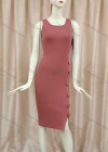 Wholesale Women's Casual Square Neck Button Decor Tank Dress - Liuhuamall