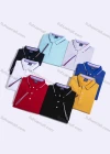 Wholesale Unisex Casual Slim Fit Short Sleeve Striped Trim Button Front Polo Shirts - Liuhuamall