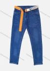 Wholesale Men's Casual Distressed Belted Button Pockets Embroidered Roll Up Hem Plain Jean - Liuhuamall