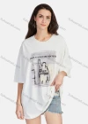 Wholesale Women's Hip Hop Crew Neck Loose Fit Short Sleeve Graphic Letter T-shirt - Liuhuamall