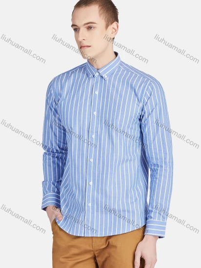 Wholesale Men's Casual Collared Long Sleeve Button Down Striped Shirt 7-332#