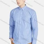 Wholesale Men's Casual Collared Long Sleeve Button Down Striped Shirt 7-332# preview