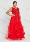 Wholesale Women's Elegant Sleeveless Plain V Neck Sequin Lace Maxi Evening Dress - Liuhuamall