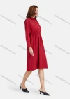Wholesale Women's Plain Casual Button Front Long Sleeve Flared Hem Knee Length Shirt Dress - Liuhuamall