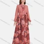 Wholesale Women's Chiffon Floral Print Long Sleeve Mock Neck Maxi Dress preview