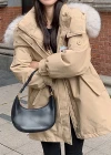 Wholesale Women's Casual Fuzzy Hood Zipper Front Pockets Thermal Parka Coat 906# - Liuhuamall