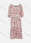 Wholesale Women's Casual Bateau Neck 3/4 Sleeve Floral Print Single Breasted Midi Dress 271315# - Liuhuamall