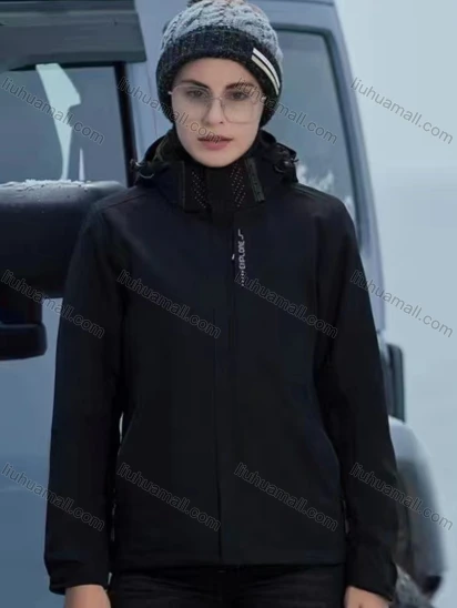 Wholesale Women's Casual Hooded Long Sleeve Zipper Pockets Windbreaker Jacket