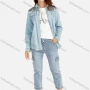 Wholesale Women's Fashion Long Sleeve Sequin Button Front Flap Pockets Denim Shirt preview