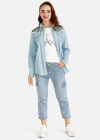 Wholesale Women's Fashion Long Sleeve Sequin Button Front Flap Pockets Denim Shirt - Liuhuamall