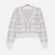 Women's Casual V-Neck Long Sleeve Button Down Crop Plaid Print Knit Cardigan Apricot Clothing Wholesale Market -LIUHUA