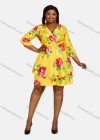 Wholesale Women's Casual Wrap V Neck Flower Print Lace Up Tiered Short Dress - Liuhuamall