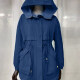 Women's Hooded Zipper Buttons Pockets Drawstring Rain Jacket 43# Clothing Wholesale Market -LIUHUA