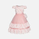 Girls Cute Cap Sleeve Bow Knot Splicing Lace Tiered Flower Girl Dress 230605# Pink Clothing Wholesale Market -LIUHUA