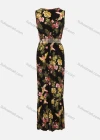 Wholesale Women's Causal Sleeveless Round Neck Allover Floral Print Pleated Maxi Dress - Liuhuamall