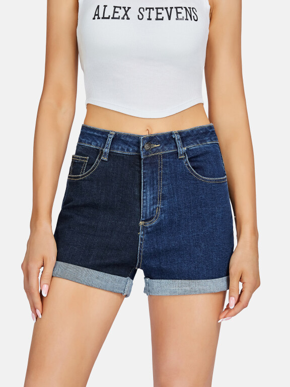 Women's Casual Multiple Pockets Plain Denim Shorts, Clothing Wholesale Market -LIUHUA, Denim