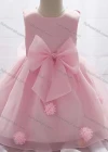 Wholesale Girls Lovely Plain Lace Bow Knot Pearl Decro Dress - Liuhuamall