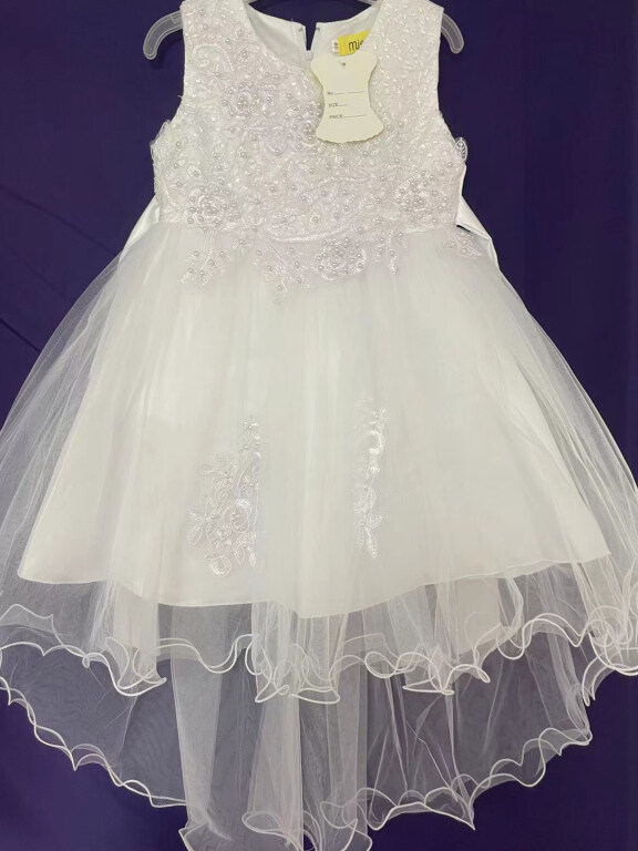 Girls Lovely Embroidery High Low Hem Pearl Decro Dress, Clothing Wholesale Market -LIUHUA, Kids-Babies, Boys-Clothing-1-6yrs-
