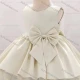 Wholesale Girls Lovely Sleeveless Embroidery Bow Knot Dress Beige Clothing Wholesale Market Liuhua