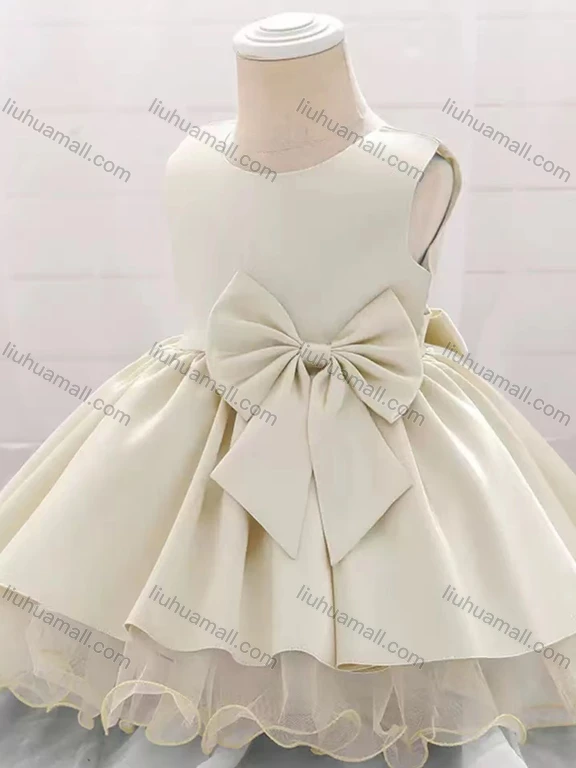 Wholesale Girls Lovely Sleeveless Embroidery Bow Knot Dress