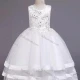 Wholesale Girls Lovely Sleeveless Embroidery Bow Knot Dress White 1# Clothing Wholesale Market Liuhua