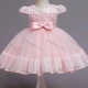 Wholesale Girls Lovely Cap Sleeve Embroidery Bow Knot Pleated Dress Pink 2# Clothing Wholesale Market Liuhua