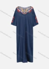 Wholesale Women's Casual V Neck Short Sleeve Hollow Out Embroidered Denim Dress - Liuhuamall
