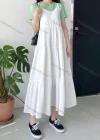 Wholesale Women's V Neck Ruffle Hem Lace Up Open Back Cami Maxi Dress AY241# - Liuhuamall