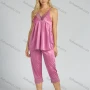 Wholesale Women's Sleeveless V-Neck Blouse Pants 2-Pieces Sleepwear Set preview