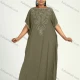 Wholesale Women's African Plus Size Vintage Round Neck Robe Batwing Sleeve Floral Embroidery Plain Kaftan Dress 7# Clothing Wholesale Market Liuhua
