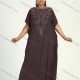 Wholesale Women's African Plus Size Vintage Round Neck Robe Batwing Sleeve Floral Embroidery Plain Kaftan Dress 13# Clothing Wholesale Market Liuhua