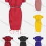 Wholesale Women's Fashion Plain Drawstring Off Shoulder Puff Sleeve Top & Skirt Sets preview