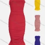 Wholesale Women's Fashion Off Shoulder Ruffle Trim Ruched Bodycon Plain Dress preview