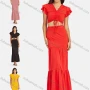 Wholesale Women's Fashion Plain V Neck Ruffle Sleeve Drawstring Crop Top & Skirt Sets preview