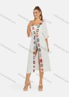 Wholesale Women's Casual 3/4 Sleeve Embroidery Long Robe Cardigan With Belt B111# - Liuhuamall