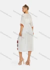 Wholesale Women's Casual 3/4 Sleeve Embroidery Long Robe Cardigan With Belt B111# - Liuhuamall
