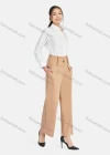 Wholesale Women's Casual Plain High Waist Button Front Wide Leg Pants - Liuhuamall