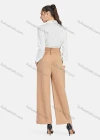 Wholesale Women's Casual Plain High Waist Button Front Wide Leg Pants - Liuhuamall